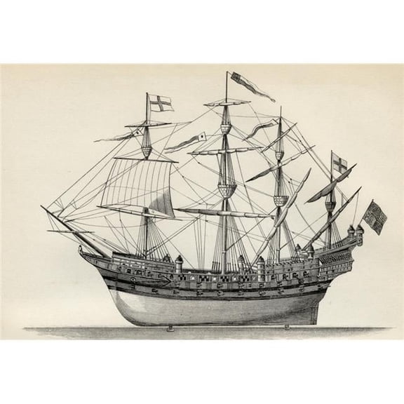 Henri Grace A Dieu or the Great Harry English Warship Built 1514 From the National Encyclopaedia Published by William Ma Poster Print - 17 x 12