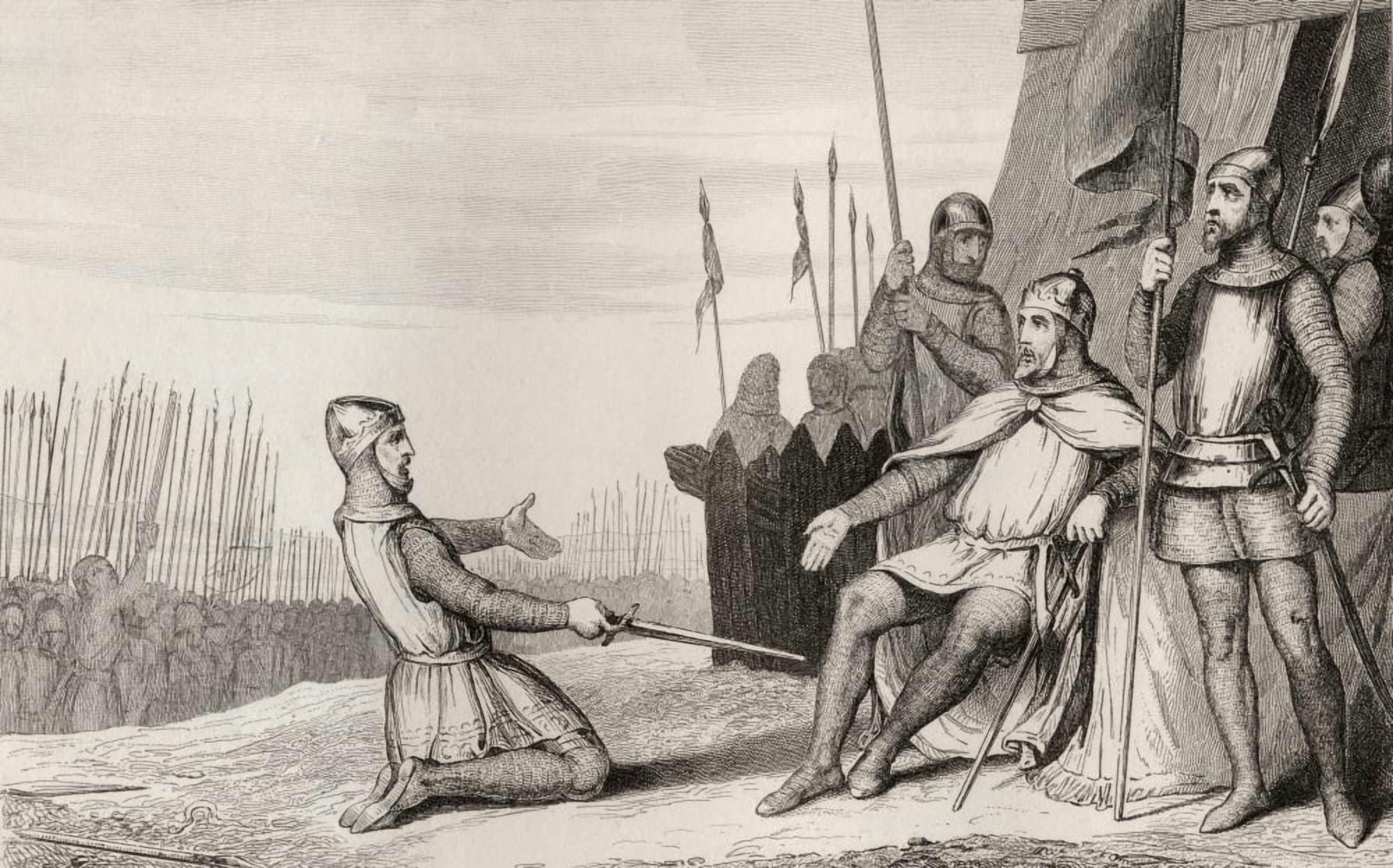 Henri I 1008 To 1060 Pardons His Brother Robert Le Vieux From Histoire De France By Colart Published Circa 1840 Canvas Art - Ken Welsh Design Pics (18 x 11)