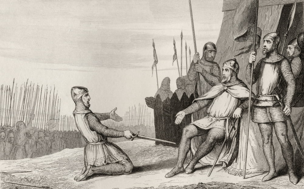 Henri I 1008 To 1060 Pardons His Brother Robert Le Vieux From Histoire De France By Colart Published Circa 1840 Canvas Art - Ken Welsh Design Pics (36 x 22)