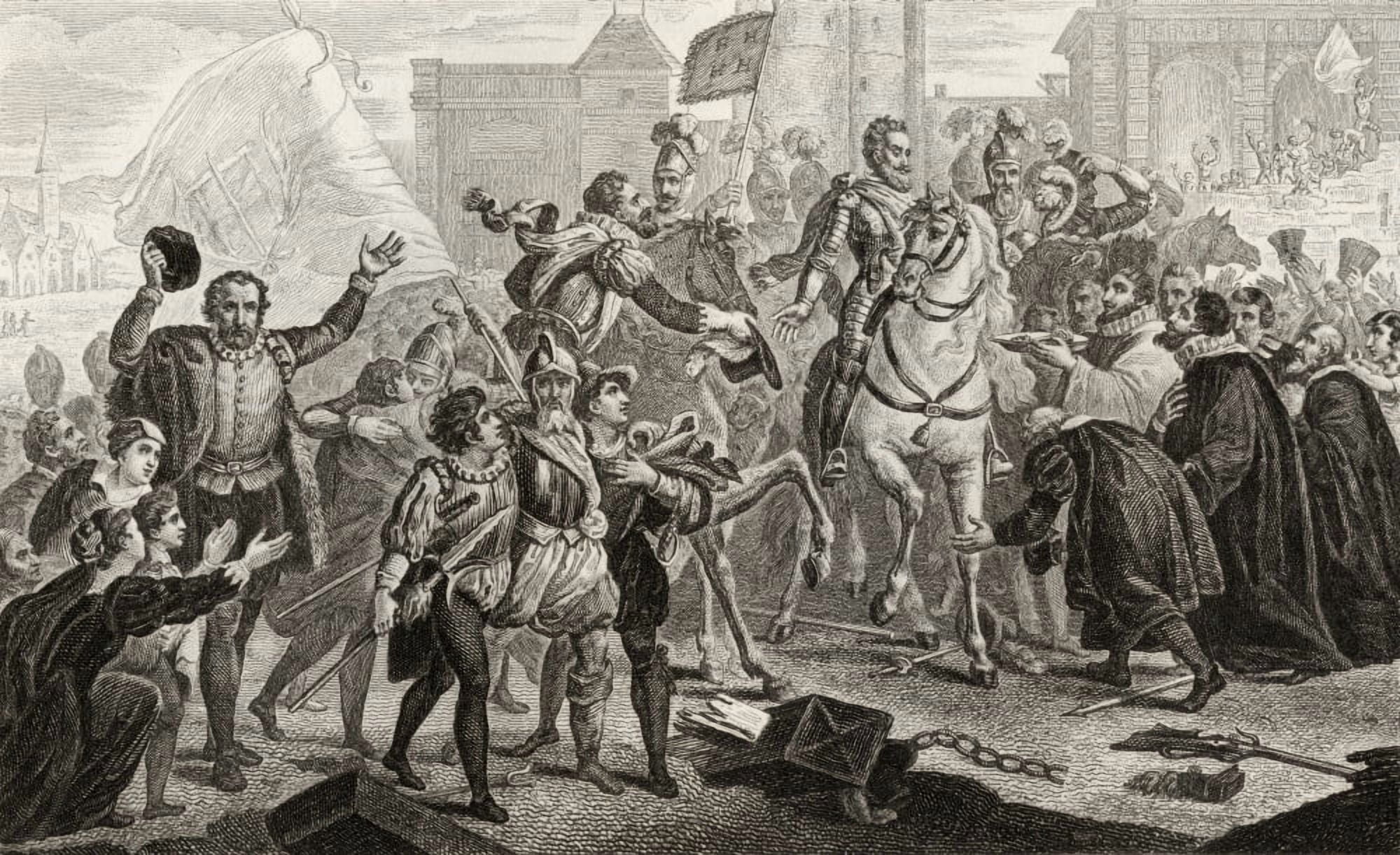Henri Iv 1553 To 1610 Enters Paris In 1594 From Histoire De France By Colart Published Circa 1840 Canvas Art - Ken Welsh Design Pics (19 x 11)
