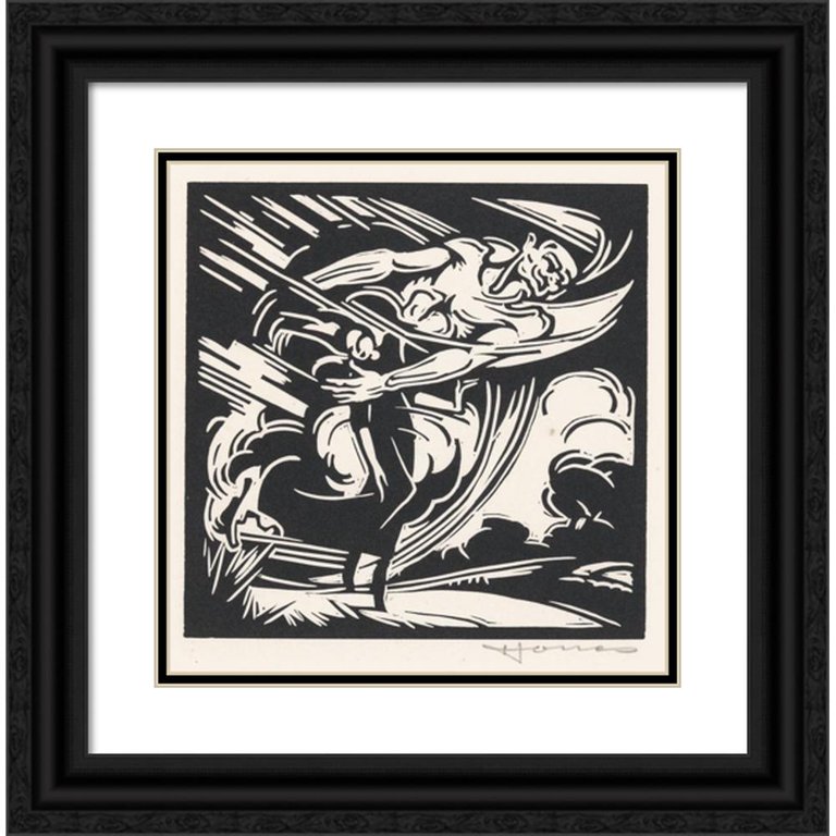 Henri Jonas 12x12 Black Ornate Wood Framed Double Matted Museum 