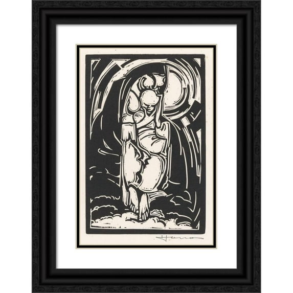 Henri Jonas 14x18 Black Ornate Wood Framed Double Matted Museum Art Print Titled - Figure Holding His Chin (1888)