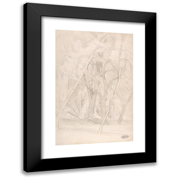 Henri-Joseph Harpignies 13x18 Black Modern Framed Museum Art Print Titled - Forest Interior (1835-1916)