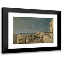 Henri-Joseph Harpignies 14x11 Black Modern Framed Museum Art Print Titled - A Quay in Nice, Les Ponchettes (1887)