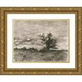 thumbnail image 1 of Henri-Joseph Harpignies 14x12 Gold Ornate Wood Frame and Double Matted Museum Art Print Titled - Moonlit Landscape (1900-1910), 1 of 4