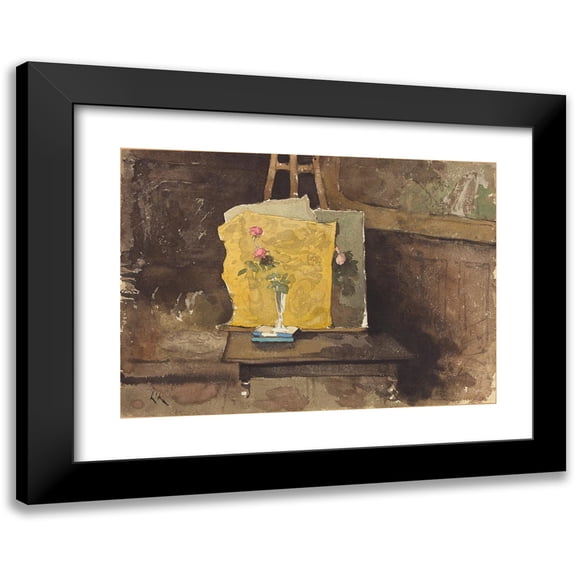 Henri-Joseph Harpignies 18x14 Black Modern Framed Museum Art Print Titled - A Corner of a Studio