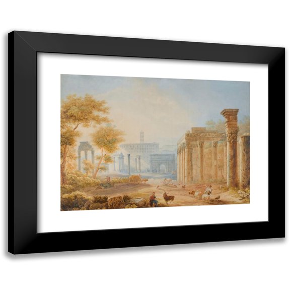 Henri Lévêque 14x11 Black Modern Framed Museum Art Print Titled - View of the Forum, Rome