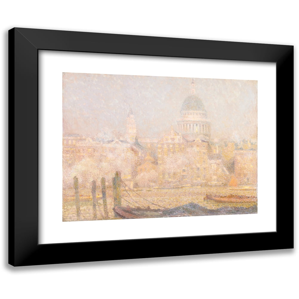 Henri Le Sidaner 18x15 Black Modern Framed Museum Art Print Titled - St. Paul's from the River- Morning Sun in Winter