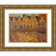 thumbnail image 1 of Henri Le Sidaner 24x19 Gold Ornate Framed and Double Matted Museum Art Print Titled - Houses in Bruges, 1 of 4