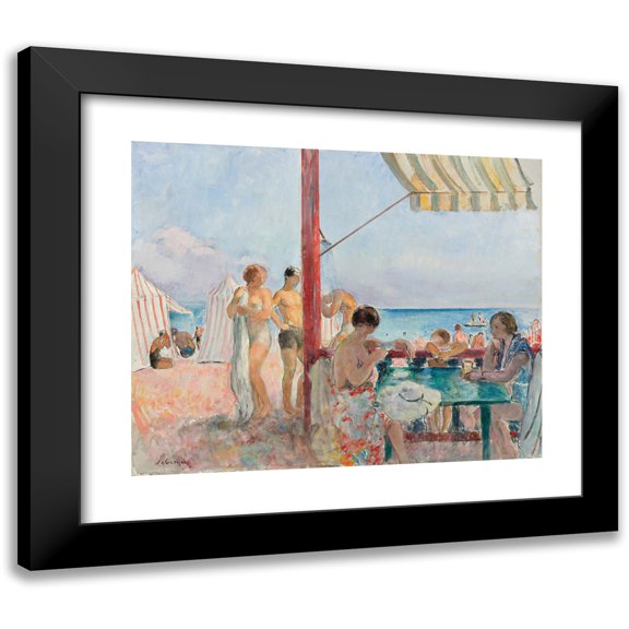 Henri Lebasque 14x12 Black Modern Framed Museum Art Print Titled - The Beach Bar (1923-25)
