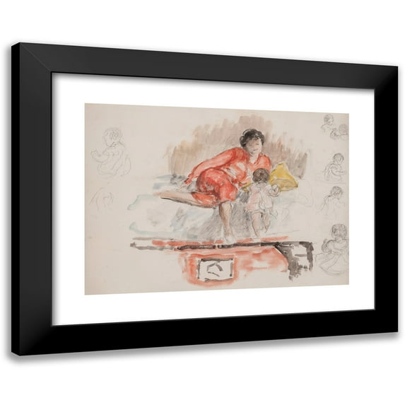 Henri Lebasque 24x18 Black Modern Framed Museum Art Print Titled - Study of Mother and Child