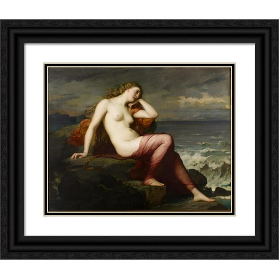 Henri Lehmann 24x20 Black Ornate Framed Double Matted Museum Art Print Titled: Calypso (1869)