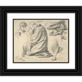 thumbnail image 1 of Henri Lehmann 24x20 Black Ornate Framed Double Matted Museum Art Print Titled: Kneeling Draped Male Figure, Facing Left (1859), 1 of 5