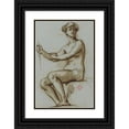 thumbnail image 1 of Henri Leopold Lévy 13x18 Black Ornate Wood Framed Double Matted Museum Art Print Titled - Study of a Young Woman Sitting Holding an Object in the Right Hand, 1 of 5