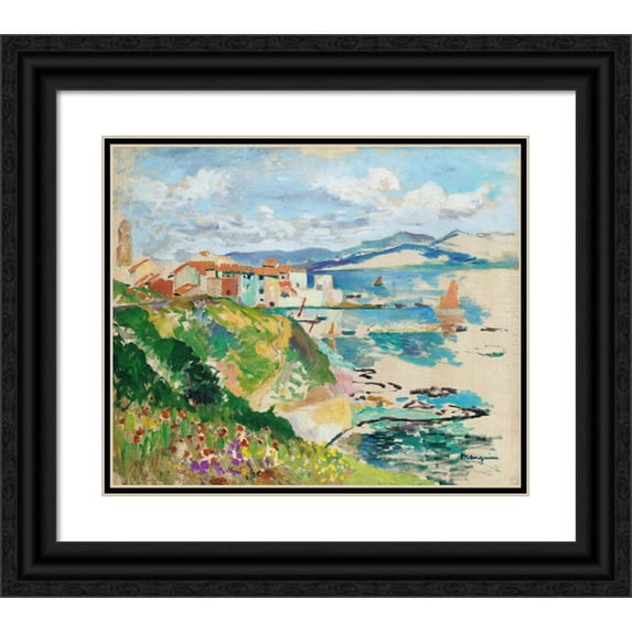 Henri Manguin 14x12 Black Ornate Wood Framed Double Matted Museum Art Print Titled: View of Ponche, Saint-Tropez (1904)