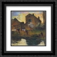 thumbnail image 1 of Henri Martin 2x Matted 20x20 Black Ornate Framed Art Print 'House of Marie Louise in Labastide', 1 of 2