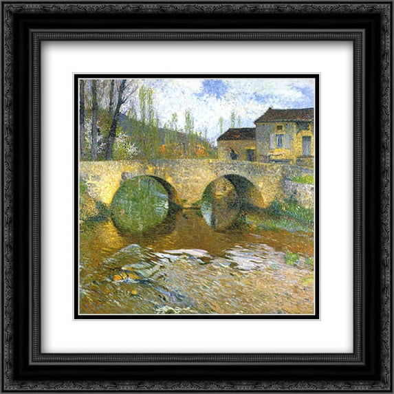 Henri Martin 2x Matted 20x20 Black Ornate Framed Art Print 'The Green Bridge'