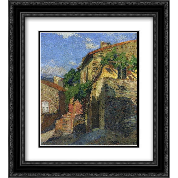 Henri Martin 2x Matted 20x24 Black Ornate Framed Art Print 'Houses at Collioure'