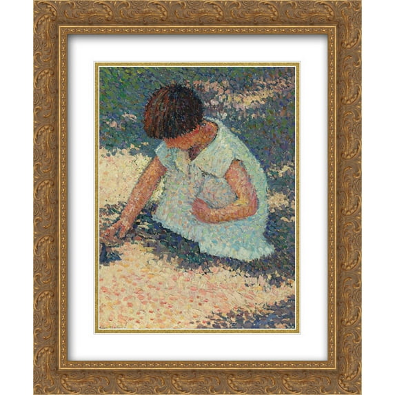 Henri Martin 2x Matted 20x24 Gold Ornate Framed Art Print 'Young Girl'