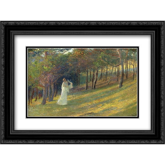 Henri Martin 2x Matted 24x18 Black Ornate Framed Art Print 'Orpheus in a Wood'