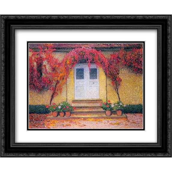Henri Martin 2x Matted 24x20 Black Ornate Framed Art Print 'The entrance of the gate in Marquayrol'