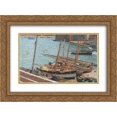 thumbnail image 1 of Henri Martin 2x Matted 24x20 Gold Ornate Framed Art Print 'Boats in Port Collioure', 1 of 2