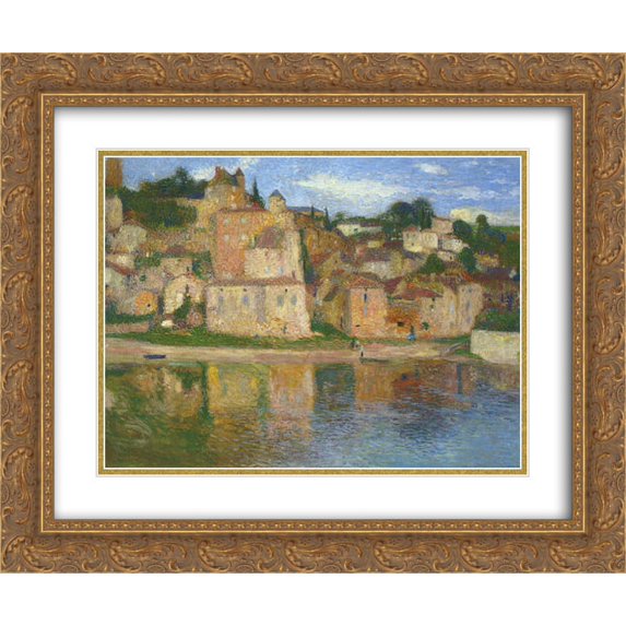 Henri Martin 2x Matted 24x20 Gold Ornate Framed Art Print 'View of Puy l'Eveque'