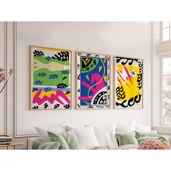 Henri Matisse Colorful Wall Art Maximalist Abstract Prints Set 3