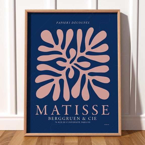 Henri Matisse Coral Dark Blue Print Poster Abstract Art Bedroom Wall Decor Gift Idea 6 12