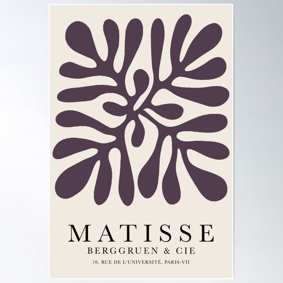 Henri Matisse Flower Paper Decoupes Art Dark Purple Matisse Cutout'S Flower Poster Wall Art Modern Wall Decor For Living Room Bedroom