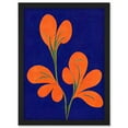 thumbnail image 1 of Henri Matisse Inspired Bright Abstract Orange Flower Blooms On Royal Blue Artwork Framed Wall Art Print A4, 1 of 4