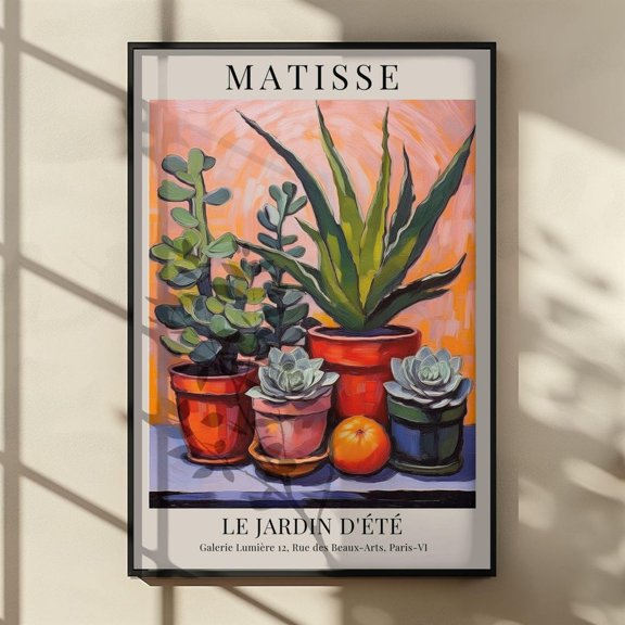 Henri Matisse Inspired Succulent Poster Colorful Plant Wall Art Modern Botanical Still Life Print for Kitchen Living Room or Office