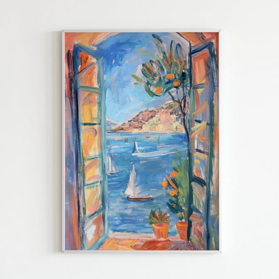 Henri Matisse Open Window Poster, Colorful Coastal Wall Art Print, Mediterranean Seaside Wall Decor, Impressionist Painting, Fauvist Artwork UNFRAMED PAPER POSTER, Home Decor, Living Room Dercor