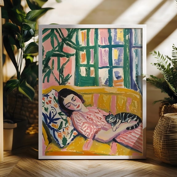 Henri Matisse Print, Matisse Woman And Cat Poster, Gallery Wall Art, Livingroom Wall Decor, Open Window Art, Henri Matisse Art Print UNFRAMED PAPER POSTER, Home Decor, Living Room Dercor
