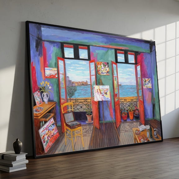Henri Matisse Studio With Open Windows Canvas, Seaside View Wall Art, Colorful Interior Painting, Artistic Home Decoration Canvas, Stretched Canvas Size 16x24