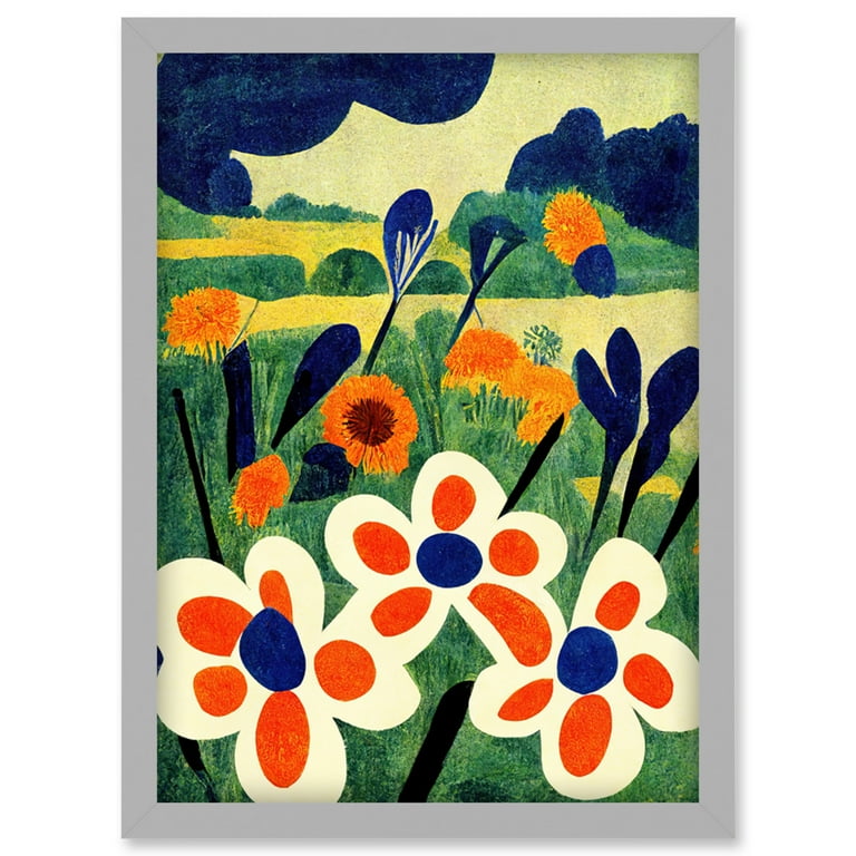 Henri Matisse Style Meadow Flowers Iris Artwork Framed Wall Art