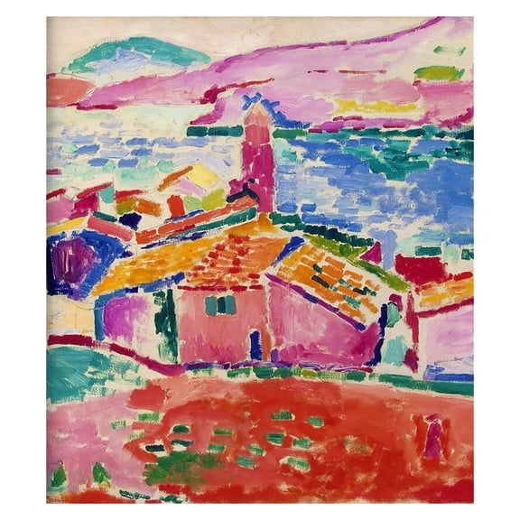 Henri Matisse poater View Of Collioure Iconic French Modern Decor | Famous Painting Reproduction Wall Art For Home, Office, Or Studio | Black