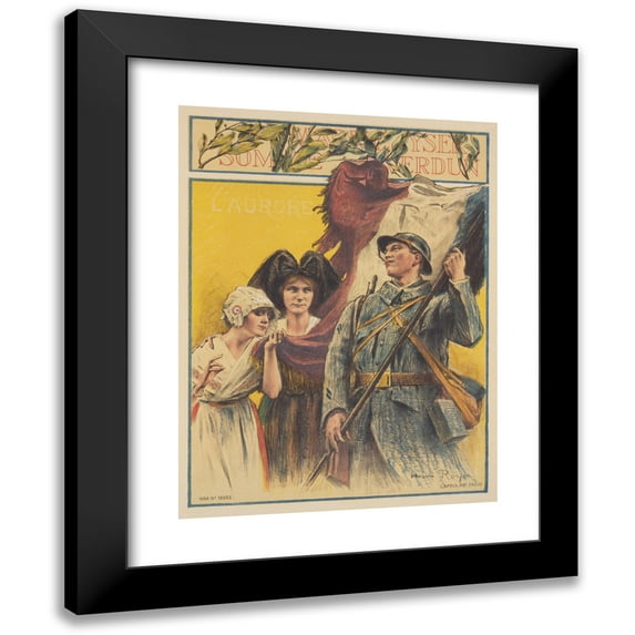 Henri Paul Royer 12x14 Black Modern Framed Museum Art Print Titled - Subscribe to the Loan of the Liberation (1918)