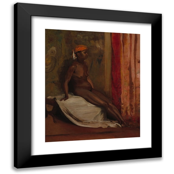 Henri Regnault 12x14 Black Modern Framed Museum Art Print Titled - Seated African Woman (1860s)