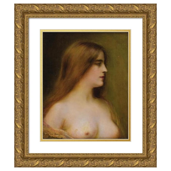 Henri Rondel 20x24 Gold Ornate Framed and Double Matted Museum Art Print Titled - Portrait of a Young Woman