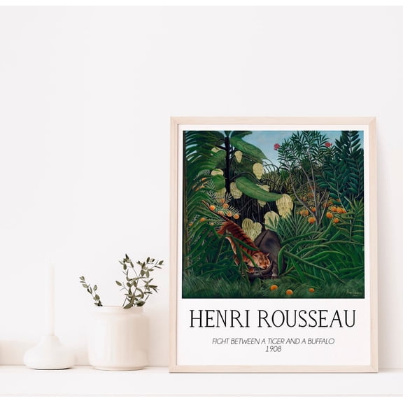 Henri Roussaeu Poster, Vintage Botanical, Art Poster For Wall, Home Decor, High Quality Poster, Vintage, Tropical, Stretched Canvas Size 8x12