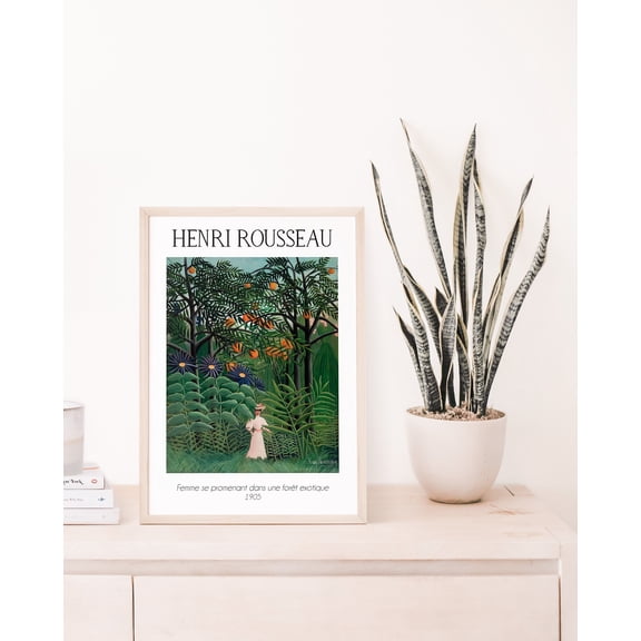 Henri Roussaeu Poster, Woman Walking In An Exotic Forest, Vintage Botanical, Art Poster, Home Decor, High Quality Poster, Vintage, Stretched Canvas Size 8x12