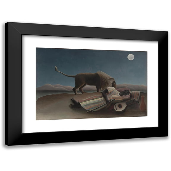 Henri Rousseau 14x11 Black Modern Framed Museum Art Print Titled - The Sleeping Gypsy (1897)