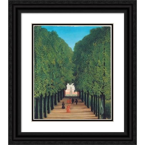 Henri Rousseau 20x23 Black Ornate Framed Double Matted Museum Art Print Titled: The Avenue in Saint-Cloud Park (ca. 1908)