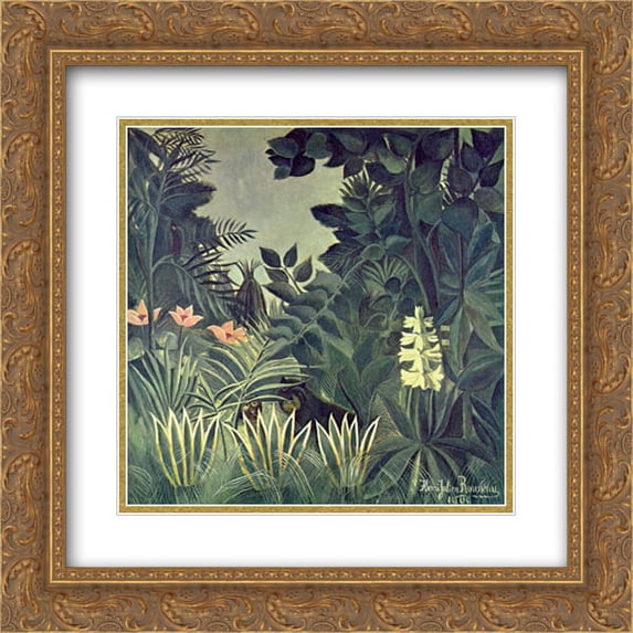 Henri Rousseau 2x Matted 20x22 Gold Ornate Framed Art Print 'The Equatorial Jungle'