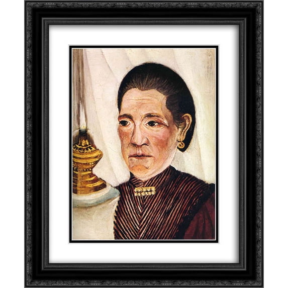 Henri Rousseau 2x Matted 20x24 Black Ornate Framed Art Print 'Portrait of Josephine the artist's second wife'