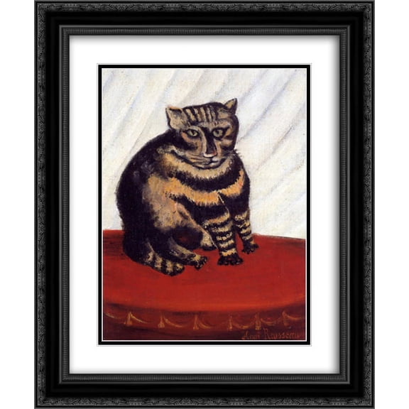 Henri Rousseau 2x Matted 20x24 Black Ornate Framed Art Print 'The Tabby '