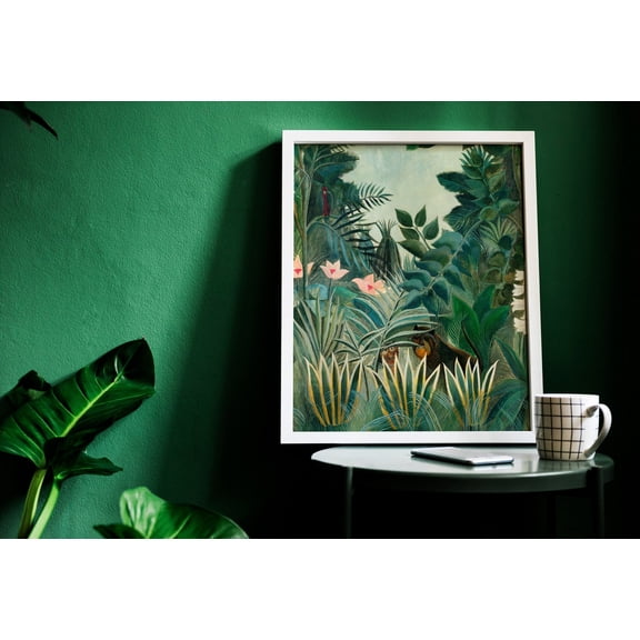 Henri Rousseau Botanical Print, The Equatorial Jungle, Vintage Poster, Emerald Green Wall Art, Tropical Art, Dark Green Wall Art Wall Art, Modern Wall Decor, 12x18 UNFRAMED