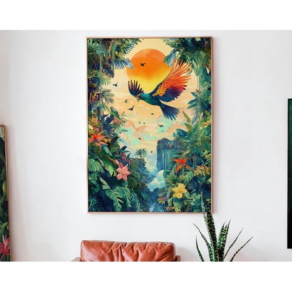 Henri Rousseau Print Rousseau Poster Tropical Paradise Parrot Decor Botanical Print Jungle Print Exotic Jungle Poster Vintage Wall Art, 8x12 UNFRAMED
