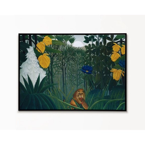 Henri Rousseau Repast of the Lion Poster, Henri Rousseau Reproduction Print, Jungle , Lion Theme, French Painter, Artistic Elegance Unframed Paper Print